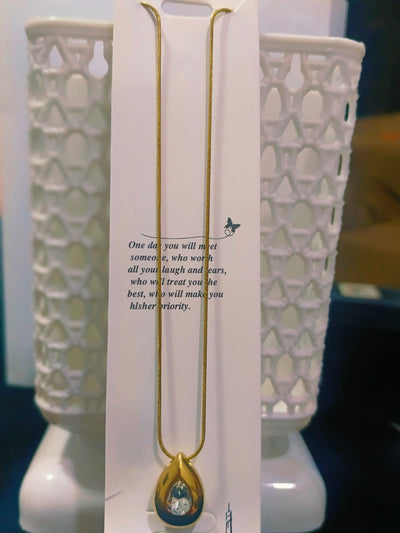 Gold Teardrop Pendant Necklace with Crystal | Elegant Minimal Jewelry | Anayas Fashion