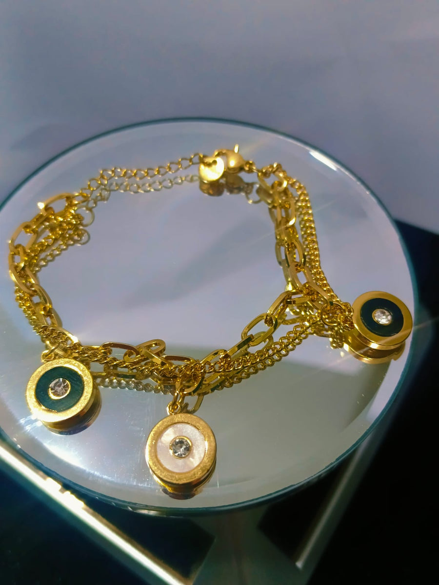 Luxury Gold Charm Bracelet for Women – Multi Layer Chain Bracelet with Crystal Pendant | Elegant Fashion Jewelry (Copy)