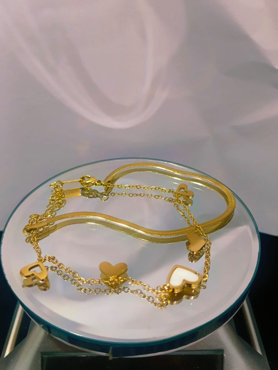 Luxury Gold Charm Bracelet for Women – Multi Layer Chain Bracelet with Crystal Pendant | Elegant Fashion Jewelry