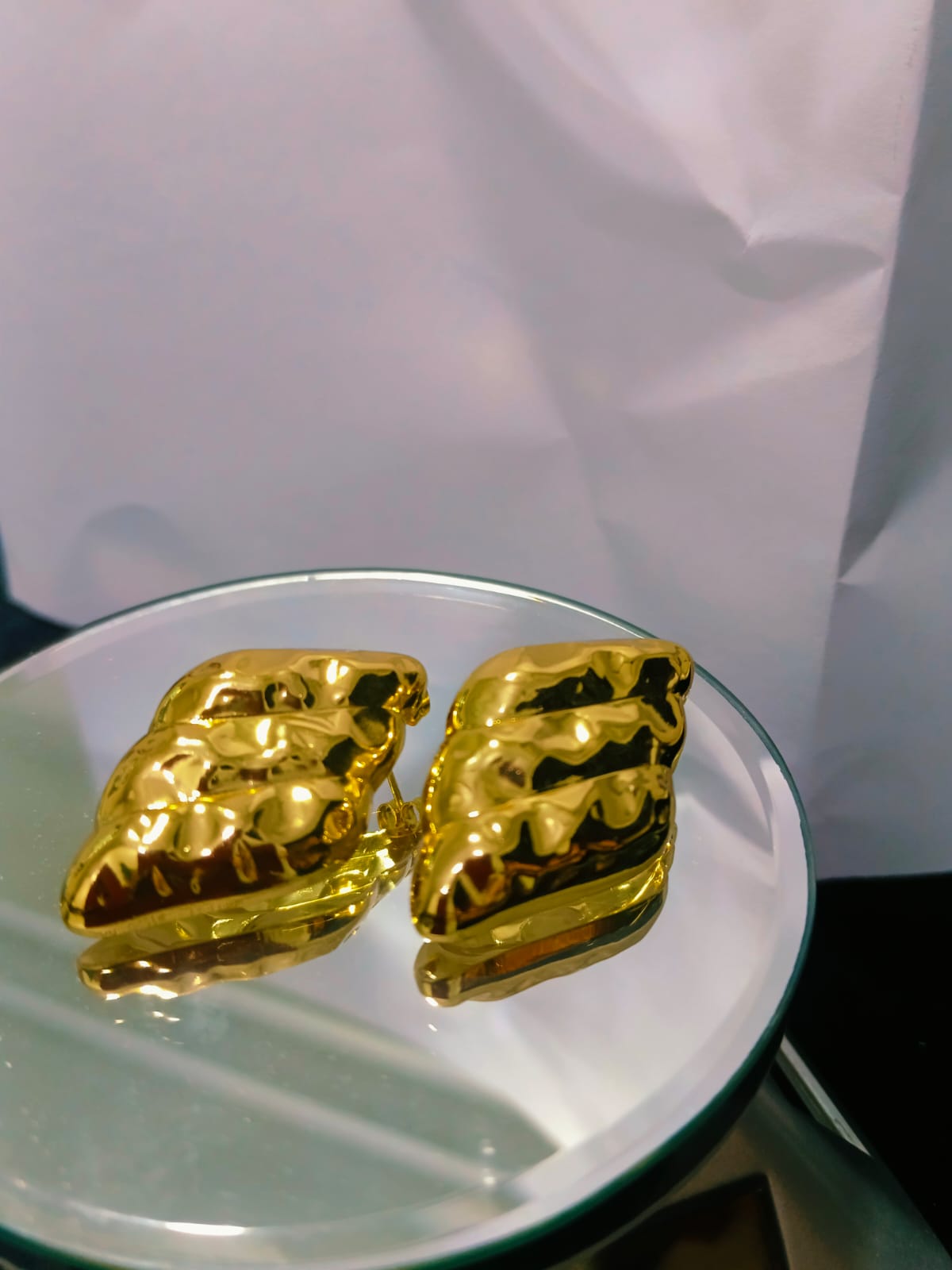 Gold Square Pearl Stud Earrings | Elegant Vintage Statement Earrings | Anayas Fashion