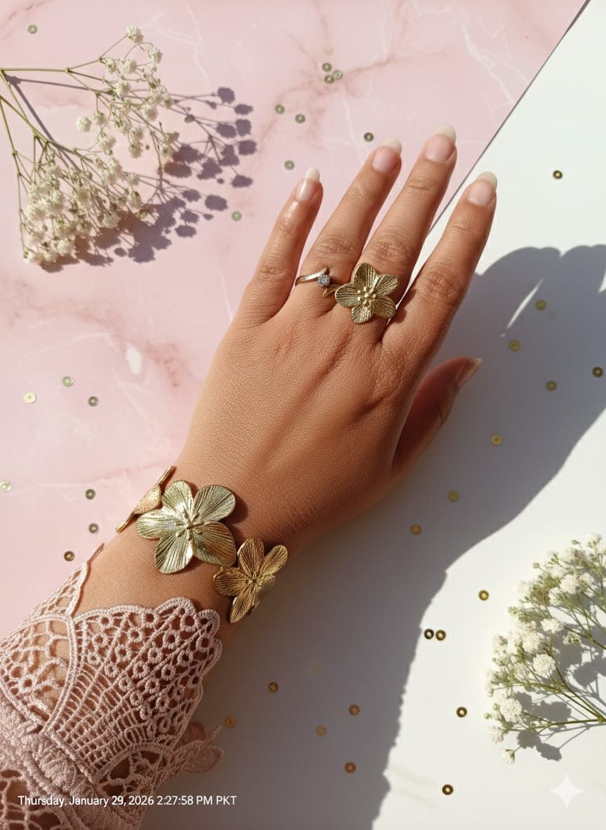 Gold Hand Cuff Bracelet for Women | Adjustable Statement Jewelry | Anayas Fashion