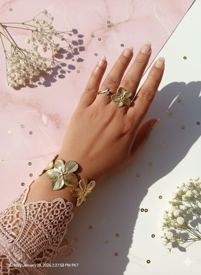 Gold Hand Cuff Bracelet for Women | Adjustable Statement Jewelry | Anayas Fashion