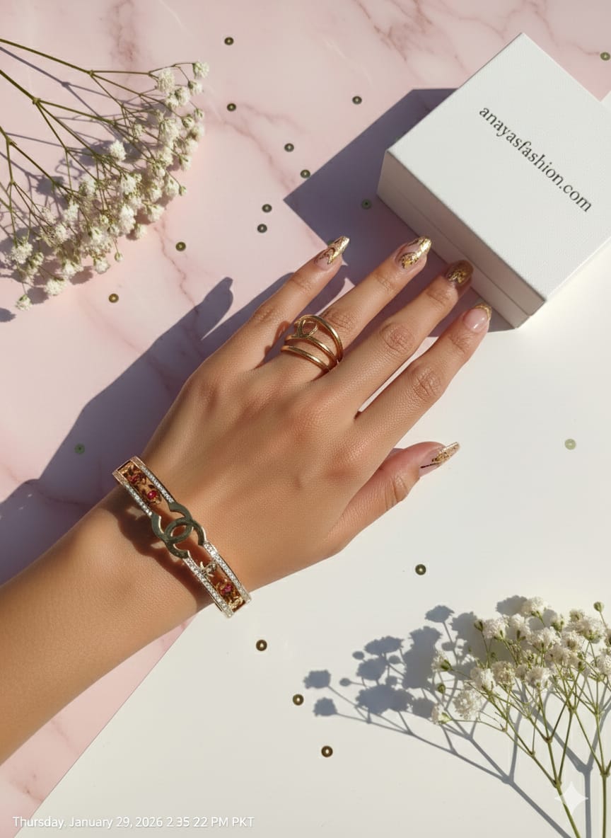 Gold Hand Cuff Bracelet for Women | Adjustable Statement Jewelry | Anayas Fashion