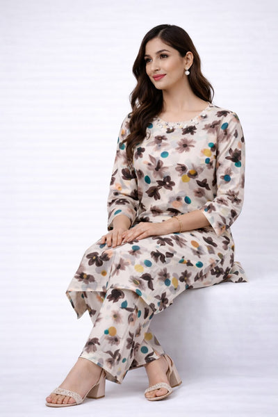 2 Piece Printed Lawn Suit for Women – Summer Casual Kurta & Trouser Set (S, M, L)