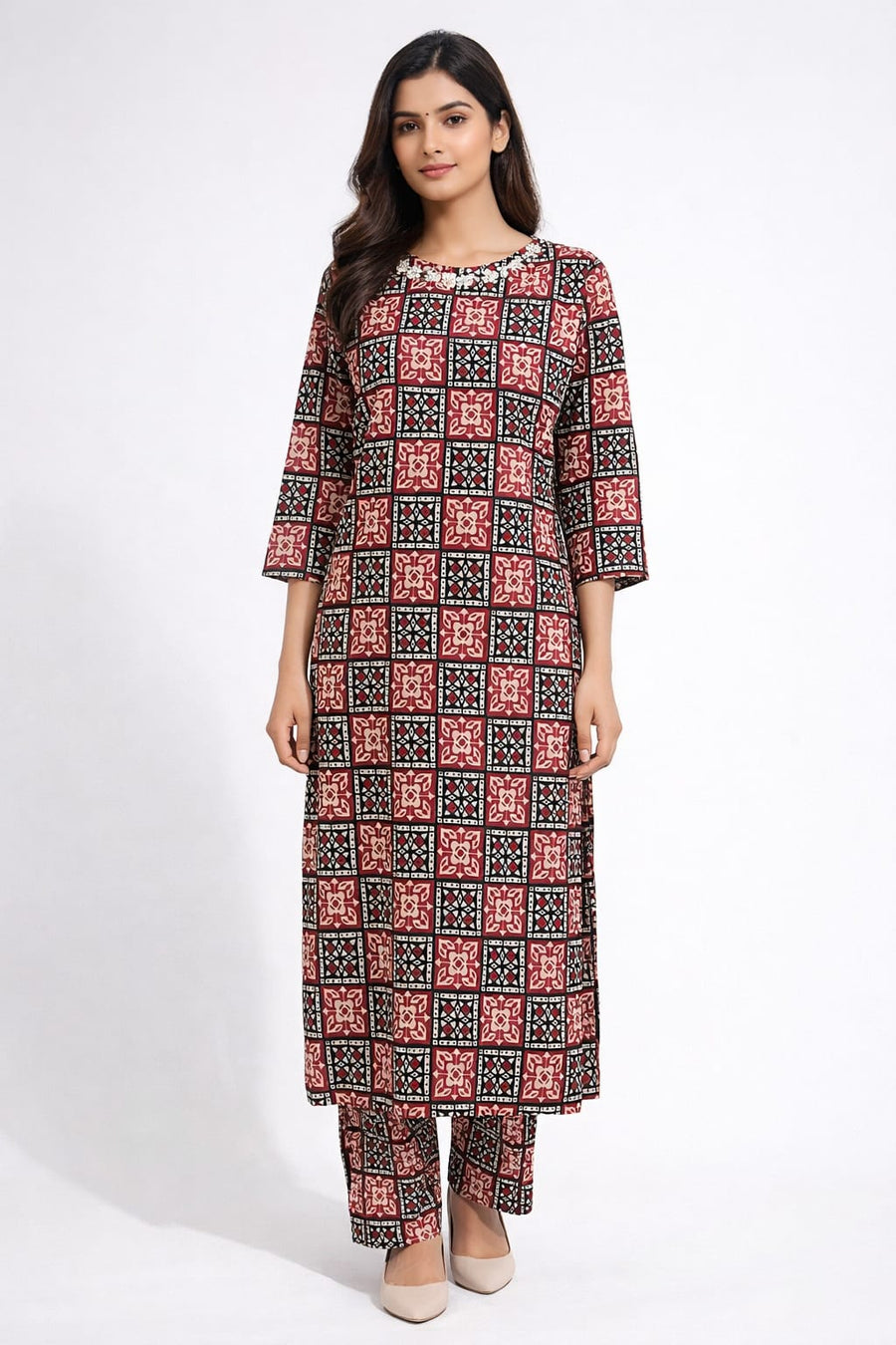 2 Piece Printed Lawn Suit for Women – Summer Casual Kurta & Trouser Set (S, M, L)