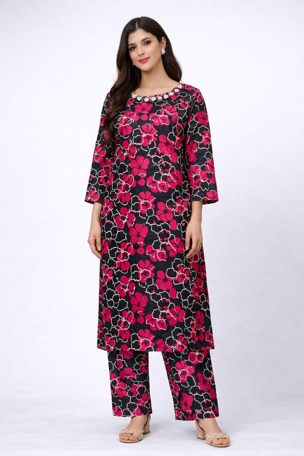 2 Piece Printed Lawn Suit for Women – Summer Casual Kurta & Trouser Set (S, M, L)