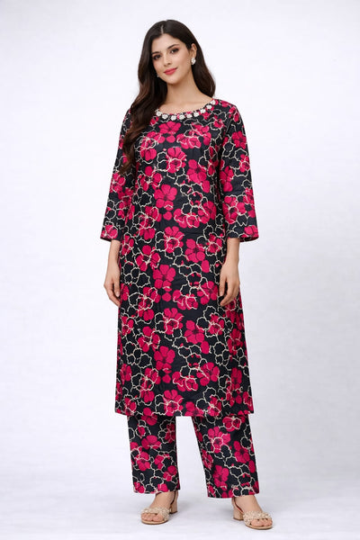 2 Piece Printed Lawn Suit for Women – Summer Casual Kurta & Trouser Set (S, M, L)