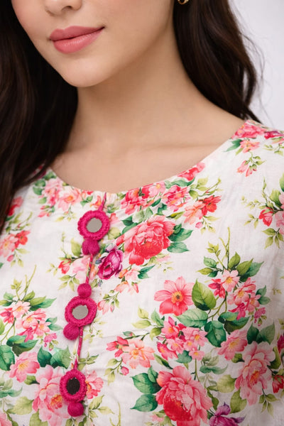 2 Piece Printed Lawn Suit for Women – Summer Casual Kurta & Trouser Set (S, M, L)