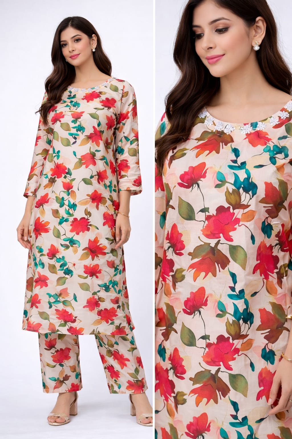 2 Piece Printed Lawn Suit for Women – Summer Casual Kurta & Trouser Set (S, M, L) (Copy)