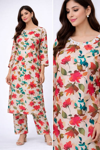 2 Piece Printed Lawn Suit for Women – Summer Casual Kurta & Trouser Set (S, M, L) (Copy)