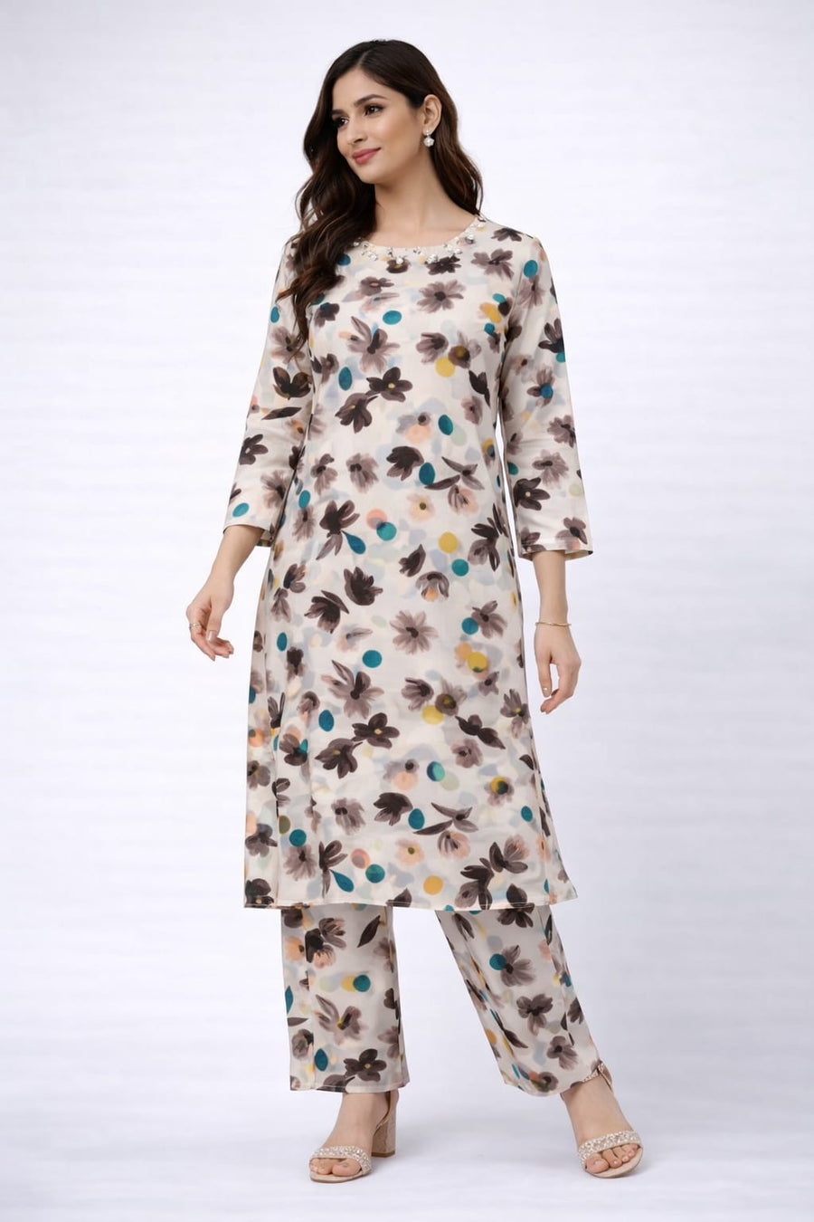 2 Piece Printed Lawn Suit for Women – Summer Casual Kurta & Trouser Set (S, M, L)