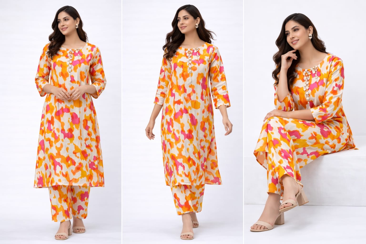 2 Piece Printed Lawn Suit for Women – Summer Casual Kurta & Trouser Set (S, M, L)