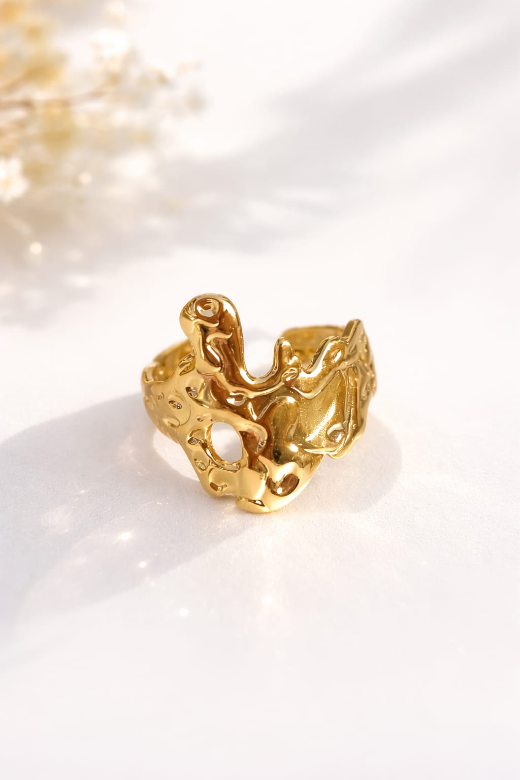 Gold Ring for Women – Elegant Floral Adjustable Ring | Minimalist Jewelry Gift